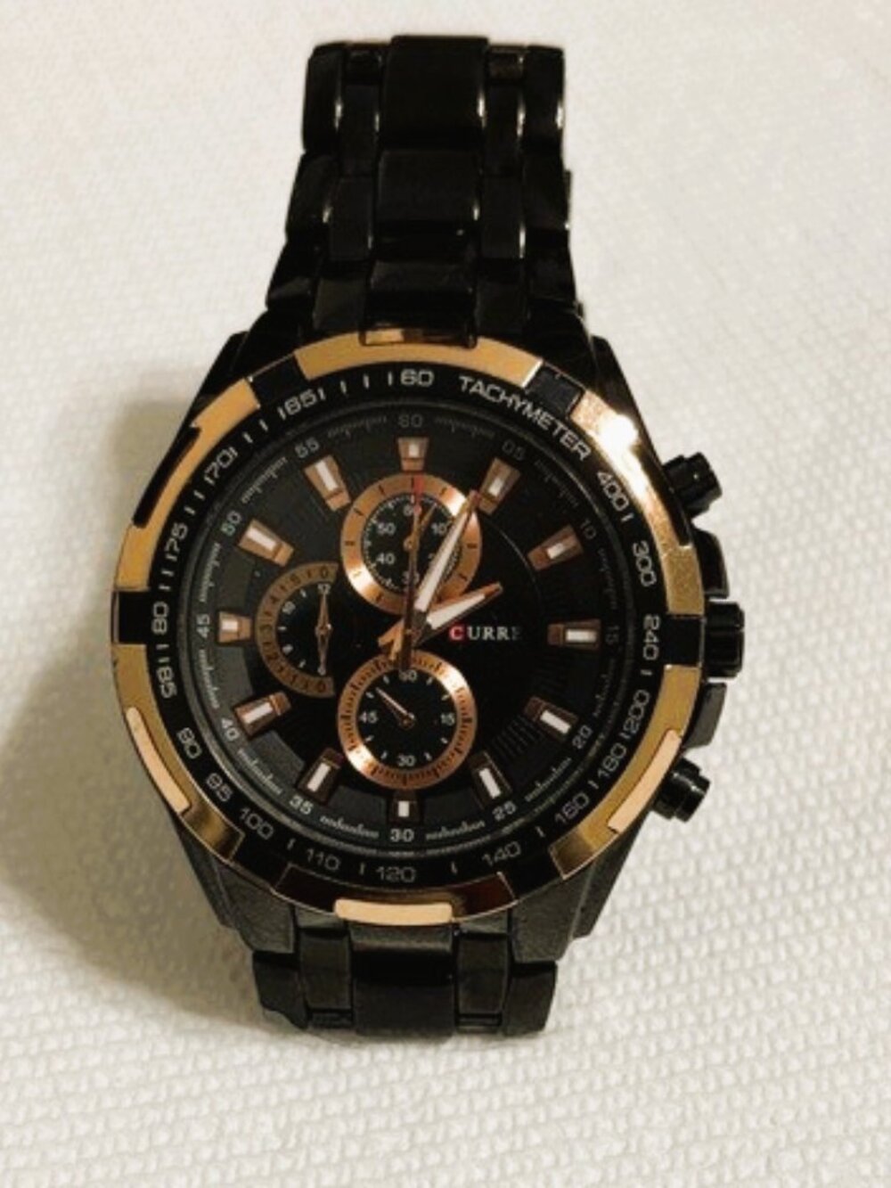 CURREN Black and Rose Gold Men’s Chronograph Watch
